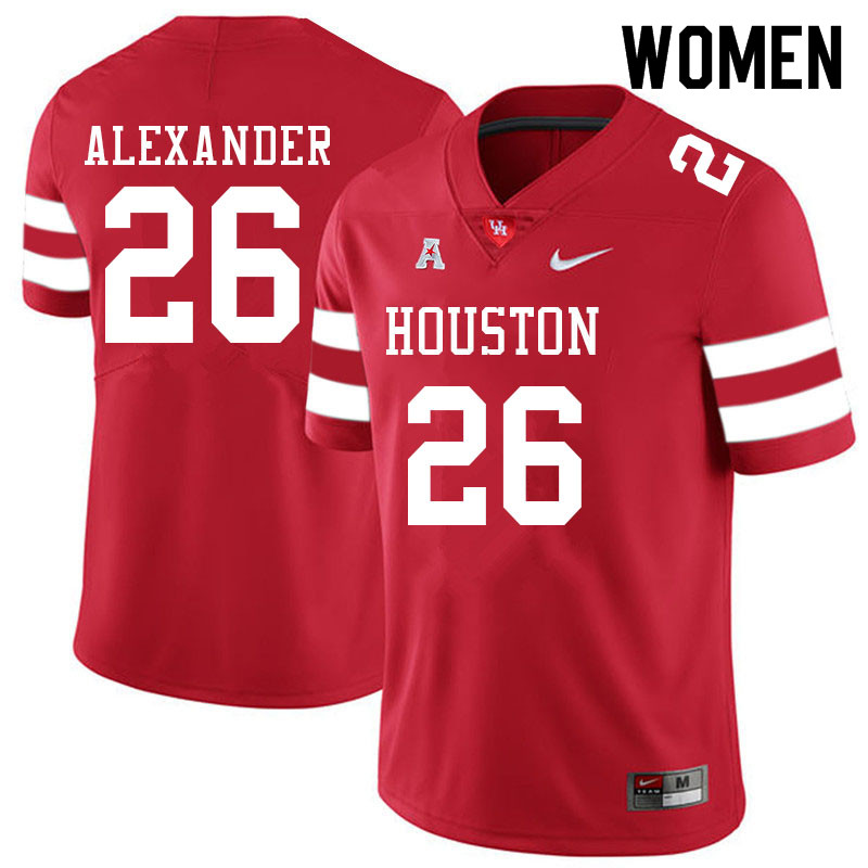 Women #26 Moses Alexander Houston Cougars College Football Jerseys Sale-Red